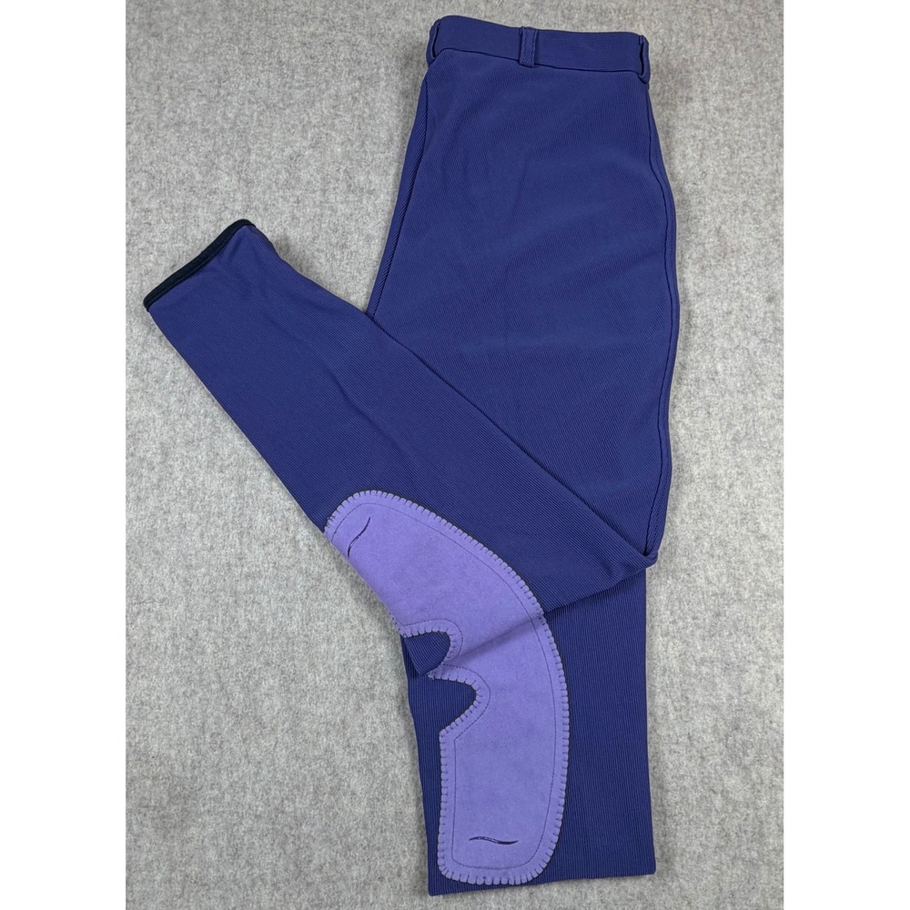 TuffRider Breeches Women 34 Deep Purple Ribb Knee Patch Equestrian Pants‎